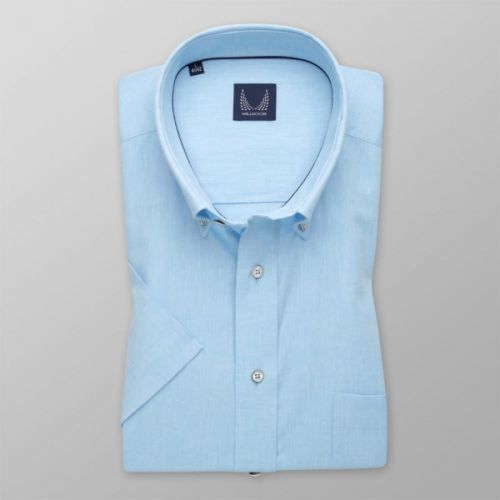 Pánska slim fit košeľa svetlomodrej farby s prídavkom ľanu 13880