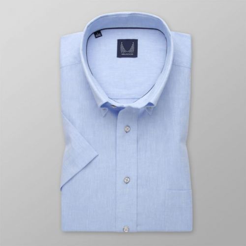 Pánska slim fit košeľa bledomodrá s prídavkom ľanu 13884
