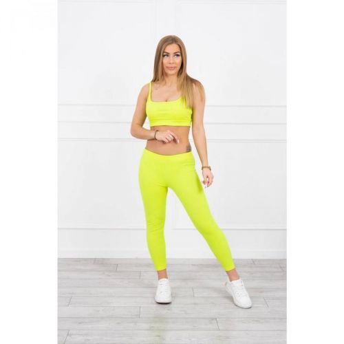 Striped top set with a blouse yellow neon