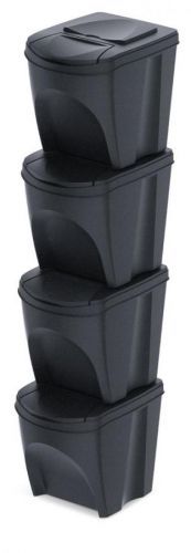 Sada odpadkových košů SORTEX antracit, objem 4x25l