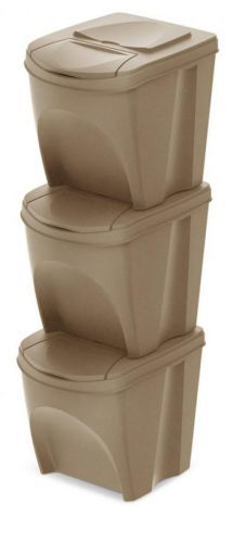 Sada odpadkových košů SORTEX přírodní, objem 3x25l