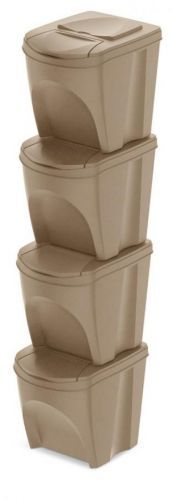 Sada odpadkových košů SORTEX přírodní, objem 4x25l