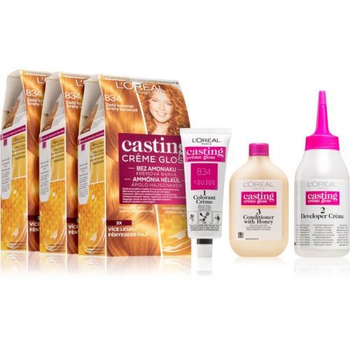 L’Oréal Paris Casting Crème Gloss farba na vlasy 834 Light Copper Gold Blonde (výhodné balenie)