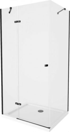 MEXEN/S - Roma sprchovací kút 80x100 cm, transparent, čierna + biela vanička so sifónom, 854-080-100-70-00-4010B