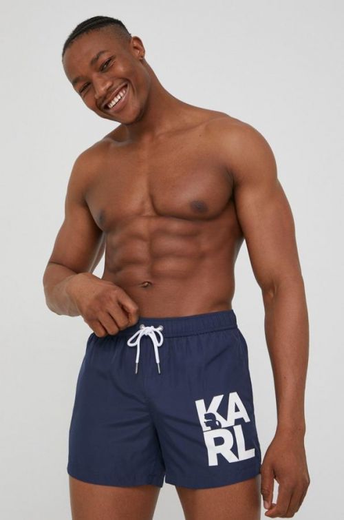 Plavkové šortky Karl Lagerfeld tmavomodrá farba