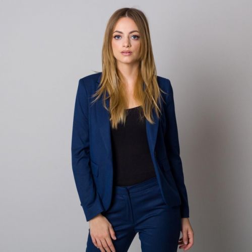 Elegantné dámske sako tmavomodrej farby 13107