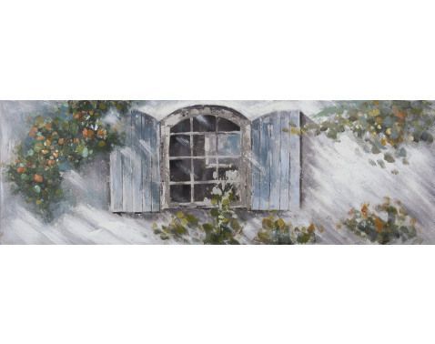 Ručne maľovaný obraz Okenice 150x50 cm, výrazná štruktúra%