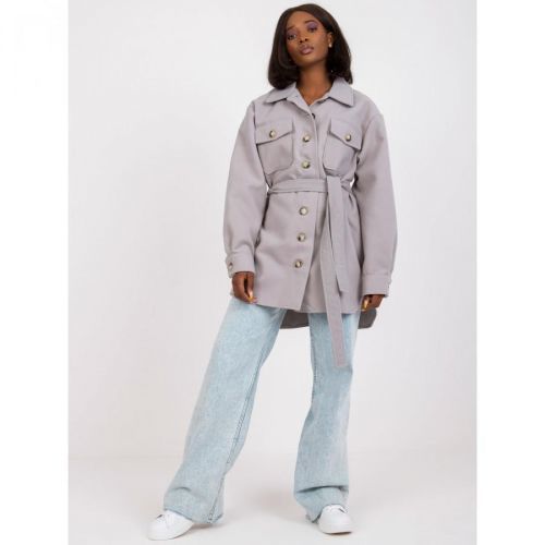 Olesia gray long top shirt with a belt