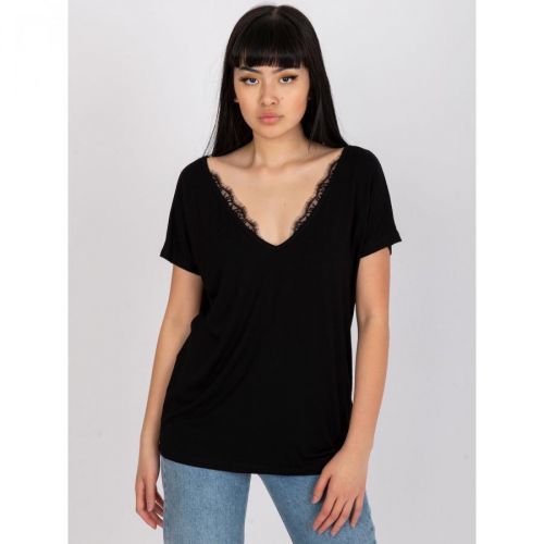 Black one-color Aileen viscose t-shirt