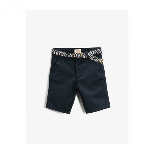 Koton Slim Belt Shorts Pocket Elastic Waist Above Knee Cotton