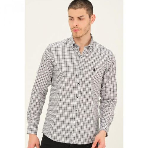 G757 DEWBERRY MEN'S SHIRT-BLACK-GRAY
