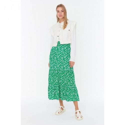 Trendyol Green Floral Patterned Skirt