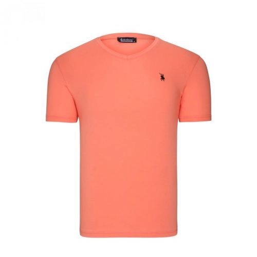 T8568 DEWBERRY V COLLAR MEN'S T-SHIRT-ON ORANGE