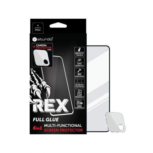 Sturdo Rex protective glass + Camera protection Samsung Galaxy A22 5G, čierne, 6v1