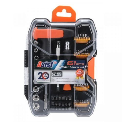 Asist FR21-036 T-skrutkovač s bitmi a hlavicami, 61 ks