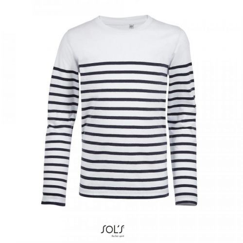 SOL'S Detské pásikavé tričko s dlhým rukávom Matelot - Bílá / tmavě modrá | 4 roky