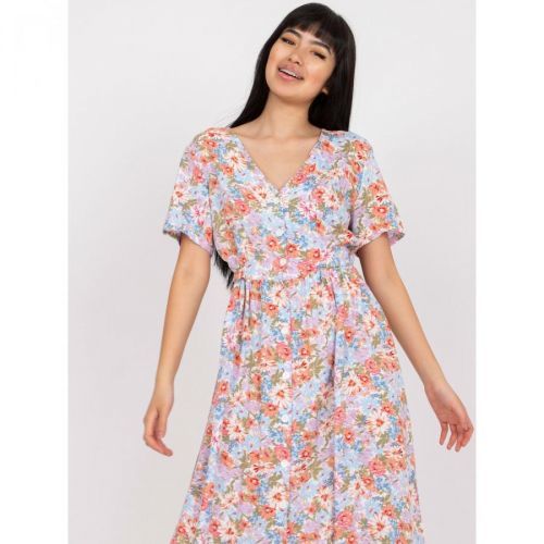 White and blue floral midi dress RUE PARIS