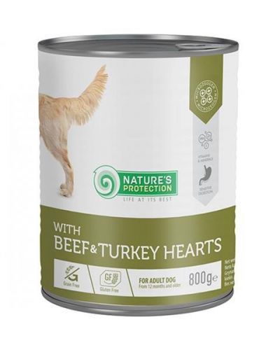 Natures P KONZERVA dog adult Beaf & Turkey hearts 800 g