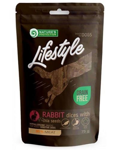 Pamlsok Natures P Lifestyle dog soft rabbit dices with chia seeds 12x75 g