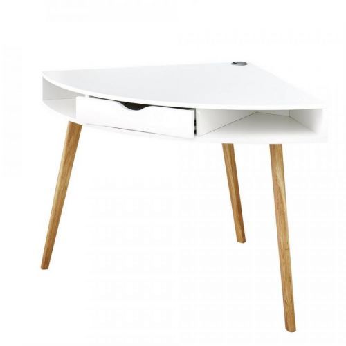 Rohový Písací Stôl Erik Biely