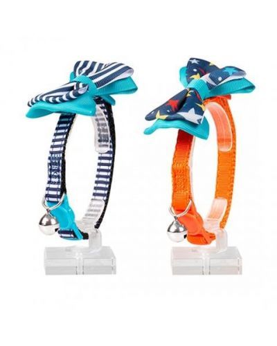 Obojok DUVO+ nylonový s mašľou a rolničkou pre mačku mix farieb 20-30cm/10mm