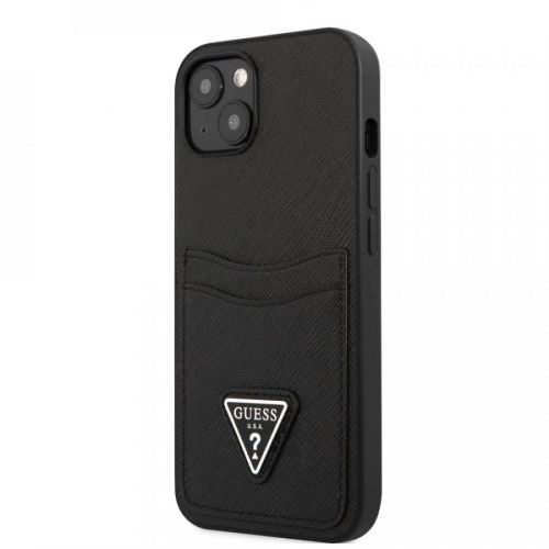 Guess Saffiano Double Card Zadní Kryt pro iPhone 13 mini Black