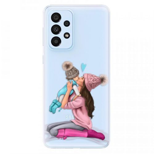 Odolné silikónové puzdro iSaprio - Kissing Mom - Brunette and Boy - Samsung Galaxy A33 5G