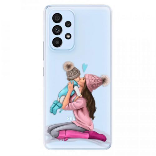 Odolné silikónové puzdro iSaprio - Kissing Mom - Brunette and Boy - Samsung Galaxy A53 5G
