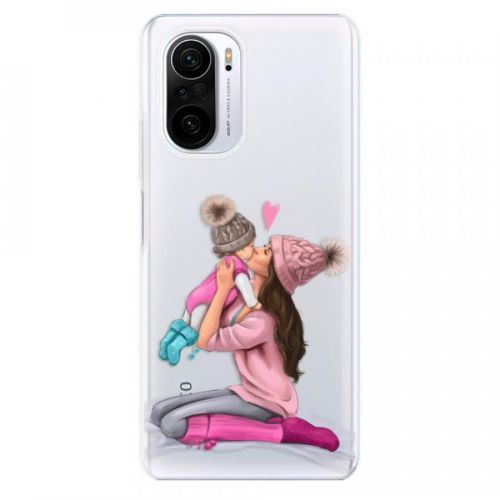 Odolné silikónové puzdro iSaprio - Kissing Mom - Brunette and Girl - Xiaomi Poco F3
