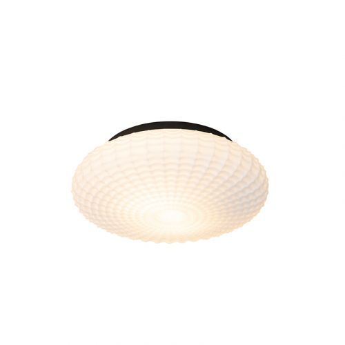 Klassieke plafondlamp zwart met opaal glas 35 cm IP44 - Nohmi