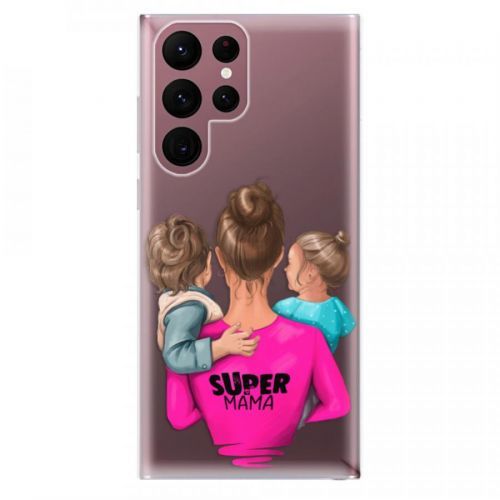 Odolné silikónové puzdro iSaprio - Super Mama - Boy and Girl - Samsung Galaxy S22 Ultra 5G