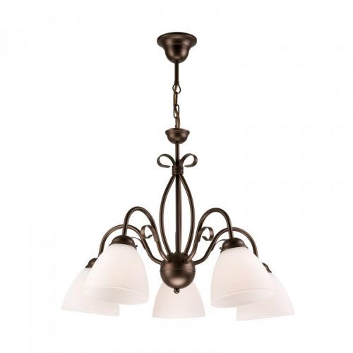 Závesná lampa Adoro, 5-plameňová, hnedá