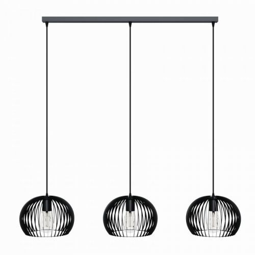 Závesná lampa Larus z čiernej ocele, 3-plameňová