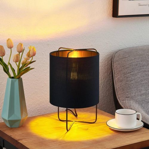 Lindby Kesta stolná lampa, čierno-zlatá, 32 cm