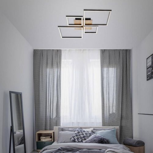 Stropné LED svietidlo Frame, Step dim, 4-pl. drevo