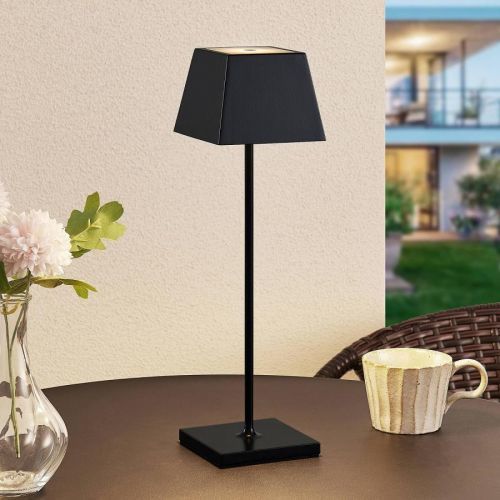 Lucande Patini stolná LED lampa, exteriér, čierna