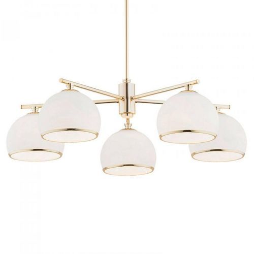 Závesná lampa Mina, 5-plameňová, mosadz