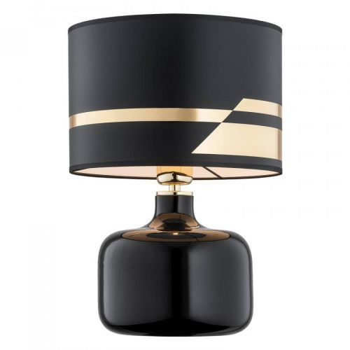 Textilná stolná lampa Bodo, čierno-zlatá