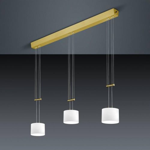 BANKAMP Grazia závesná lampa 3-pl. dlhá mosadz