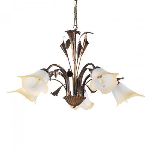 Závesná lampa Lucrezia päť-plameňová, bronz