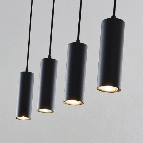 Lindby Joffrey závesná lampa, 4-plameňová, čierna