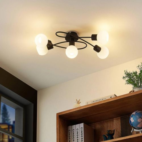 Lindby stropné LED Elaina 5-pl. dlhé čierna biela