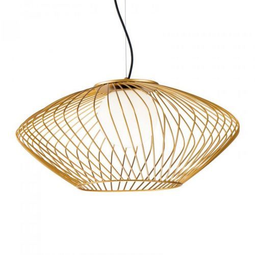 Závesná lampa Plec s klietkovým tienidlom v zlatej