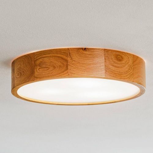 Stropné svietidlo Cleo, Ø 38 cm, dub