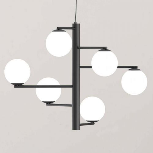 Závesná lampa Tin Tin šesť-plameňová čierna