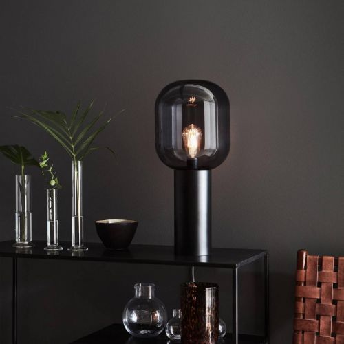 Stolná lampa Brooklyn sklenené tienidlo dym 56 cm
