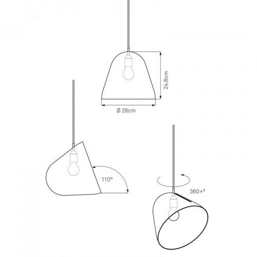 Nyta Tilt závesná lampa, kábel 3 m červená, biela