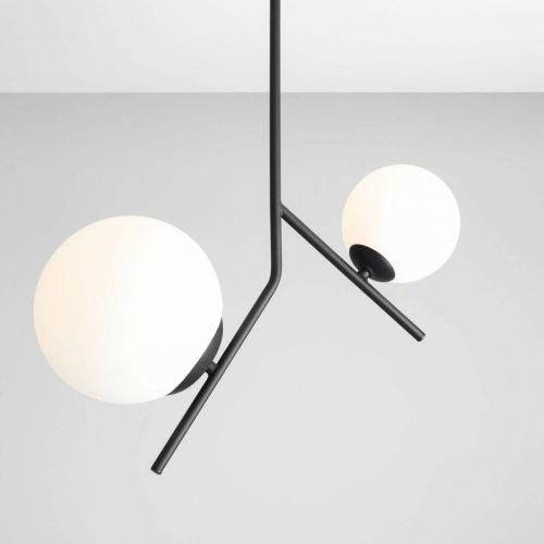 Závesná lampa Lunio, 2-plameňová, čierna