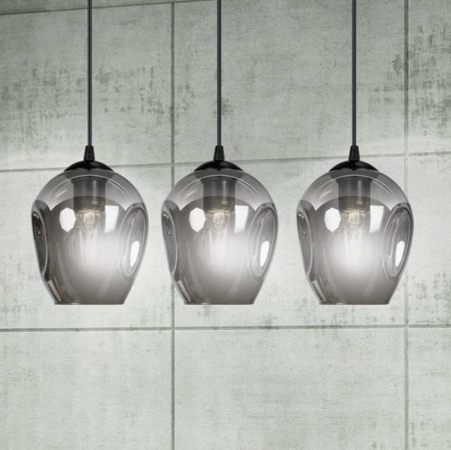 Závesná lampa Starla rovná 3-pl. sklo grafit