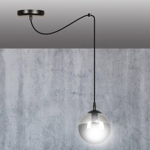 Závesná lampa Glassy 1-pl. čierna, sklo grafit